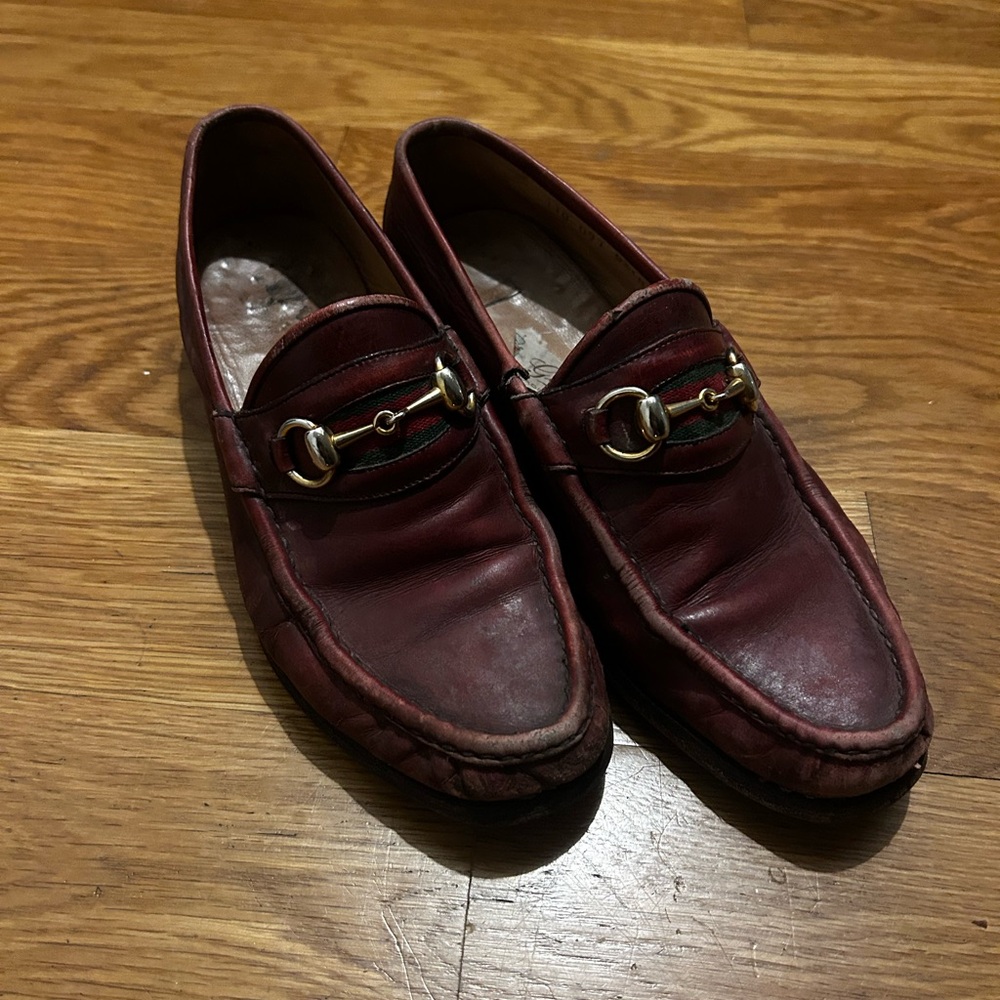 Gucci Burgundy Leather Loafers